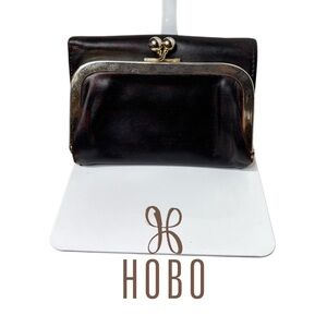 HOBO Robin Black and Burgundy Leather Wallet